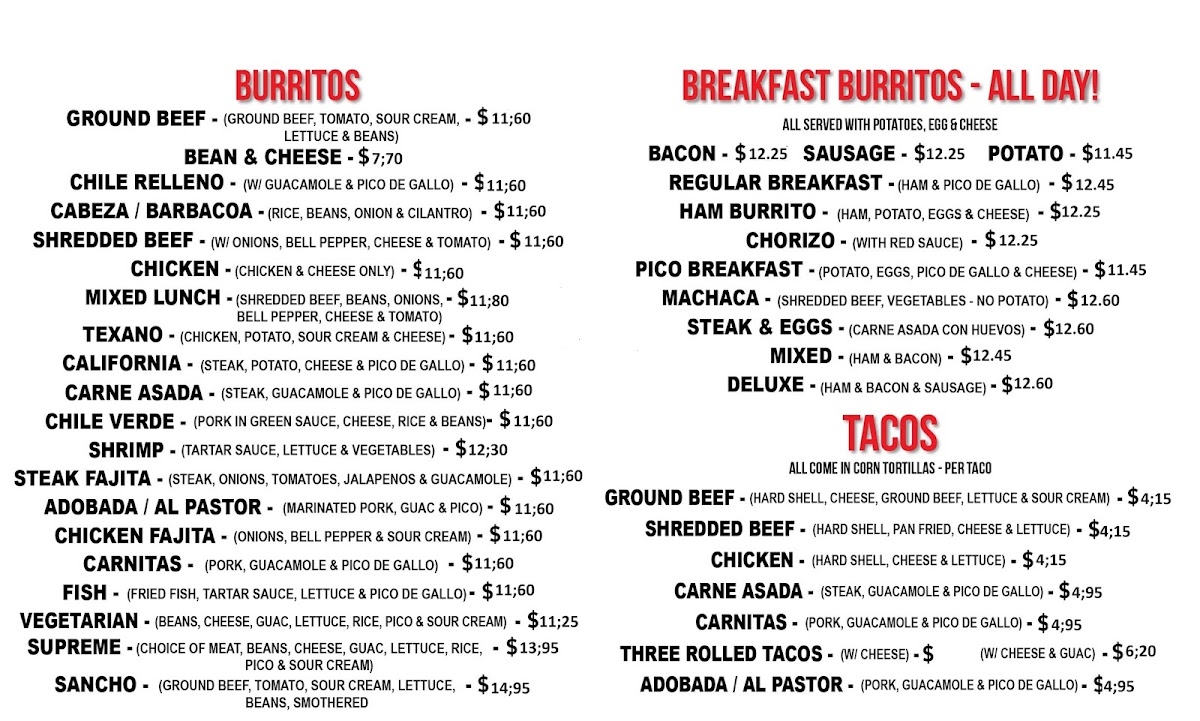 Mexican Taco Shop Menu - Image 2
